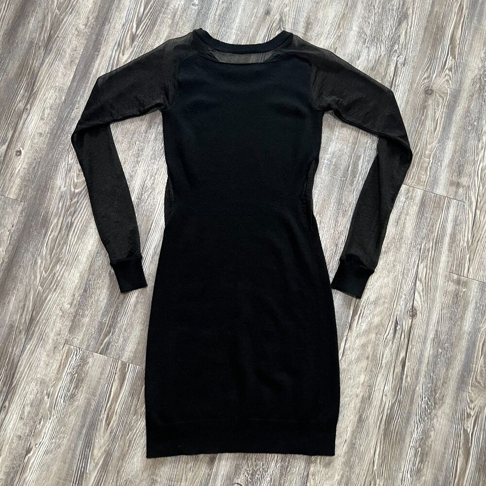 AllSaints Black Sheer Panel Knit Dress US 4 - Picture 2 of 9